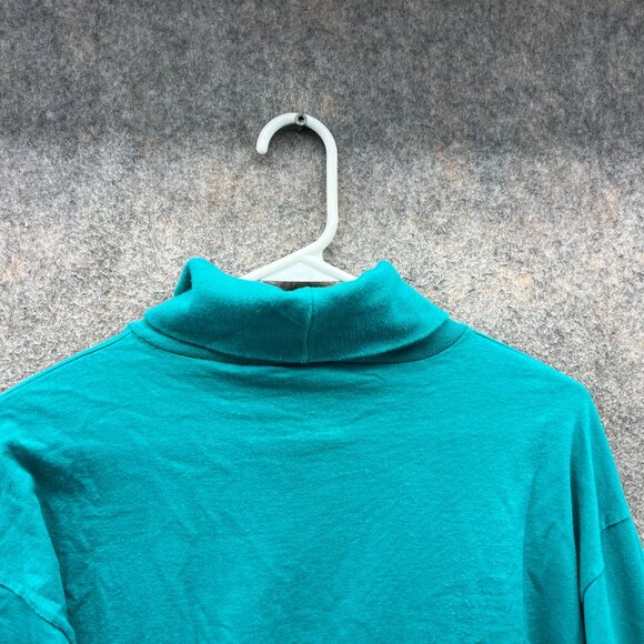 Vintage Adidas Sweater Mens Large Teal Blue Pullover Fleece Turtle Neck Y2K USA - Picture 6 of 10
